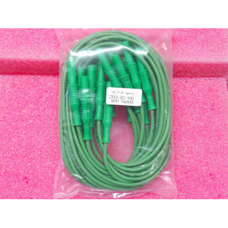 Lot x10:cordon CE-PJP 2313-IEC-100 CS-ES vert 1.5mm² 25A 1m 1kV cat IV fiche 4mm