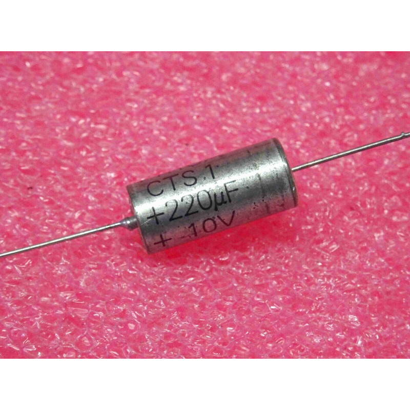 condensateur tantale axial CTS1 220µF 220uF 10v 10% firca ~ 19.5x9mm