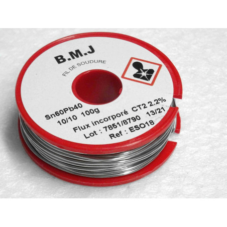 bobine fil de soudure 10/10 1mm 100g Sn60Pb40 flux incorporé CT2 2.2% BMJ ESO18