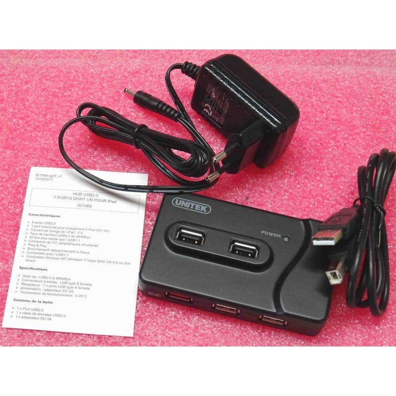 unitek 021069 usb2.0 6-port hub + 1 charging port