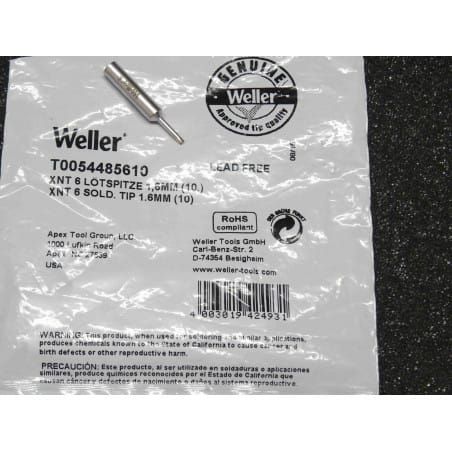 panne de fer à souder Weller XNT 6 XNT6 1.6mm T0054485610 pour WP 65 et WXP 65