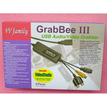 GrabBee III USB audio/video grabber for camera VCR camcorder Ulead VideoStudio 6