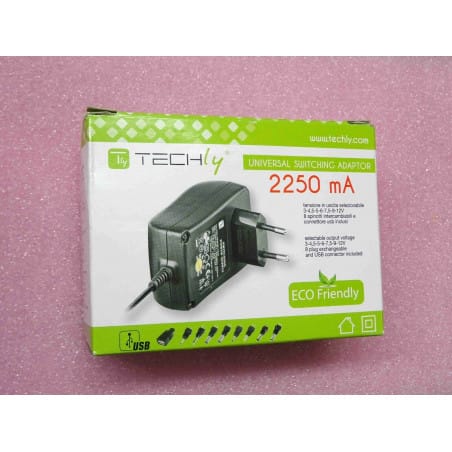 techly alimentation DC universelle stabilisée 3v 4.5v 5v 6v 7.5v 9v 12v 9embouts