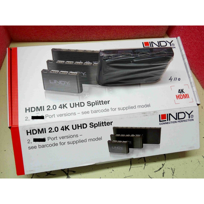 Lindy 2 ports Splitter HDMI 2.0, 10.2 Gbits/s, Prise en charge HDCP 2.2