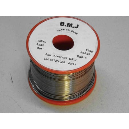 BMJ bobine de soudure de 250gr 5/10 0.5mm Sn62Pb36Ag2 ESO14 flux incorporé CR.2