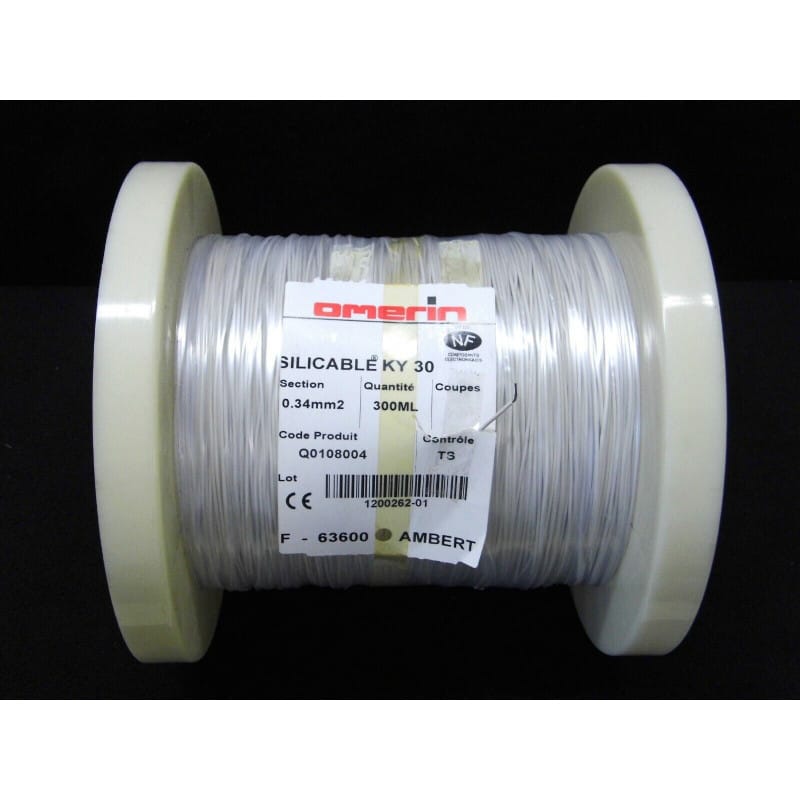 bobine câble Omerin Silicable KY30-05 0.34mm² blanc AWG22  Øext 1.3mm long. 300m