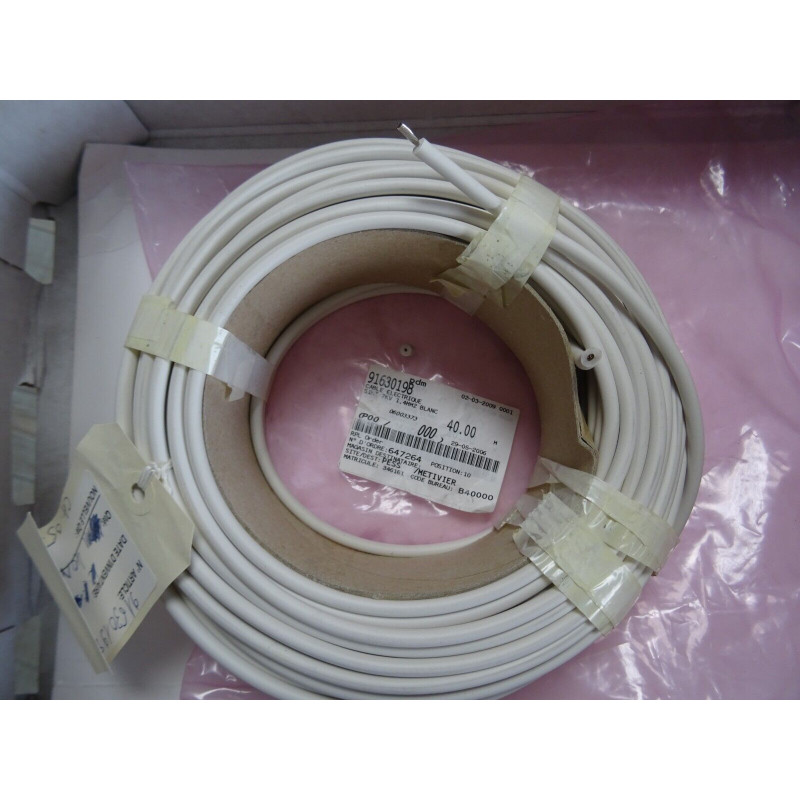 Bobine de 40M de Câble HT Electrique SIHT 7KV 1.4mm² Blanc code Thalès 916310198