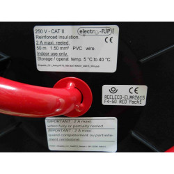 electro PJP enrouleur câble ELMA 50m PVC rouge 1.5mm² 250v catII 2A fiche banane