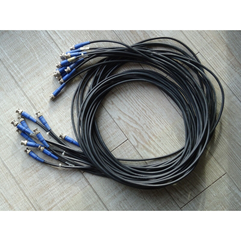 Lot de 10 Cordon Vidéo de 3M BNC Male - Male 75ohms Câble RG59B/U Coaxial LG 3M