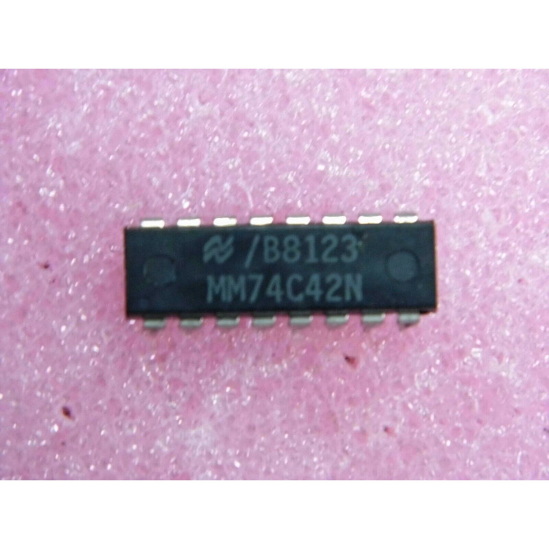 Lot x2: ci MM 74C42 N ~ ic MM74C42N ~ BCD-to-Decimal Decoder ~ DIP16 (TIRO 06)