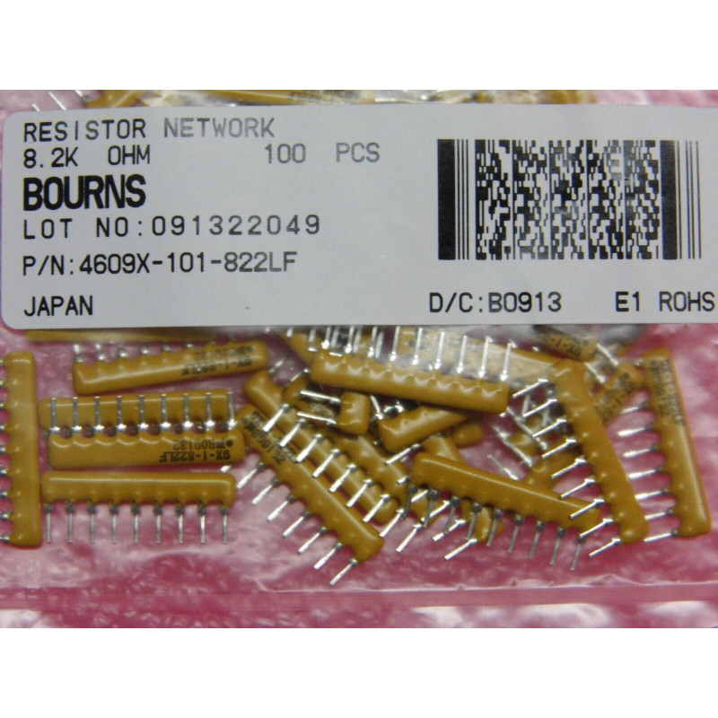 Lot x100: réseau de résistance Bourns 8k2 2% 8.2k ohm ~ 4609X-101-822LF ~ 9-Pins